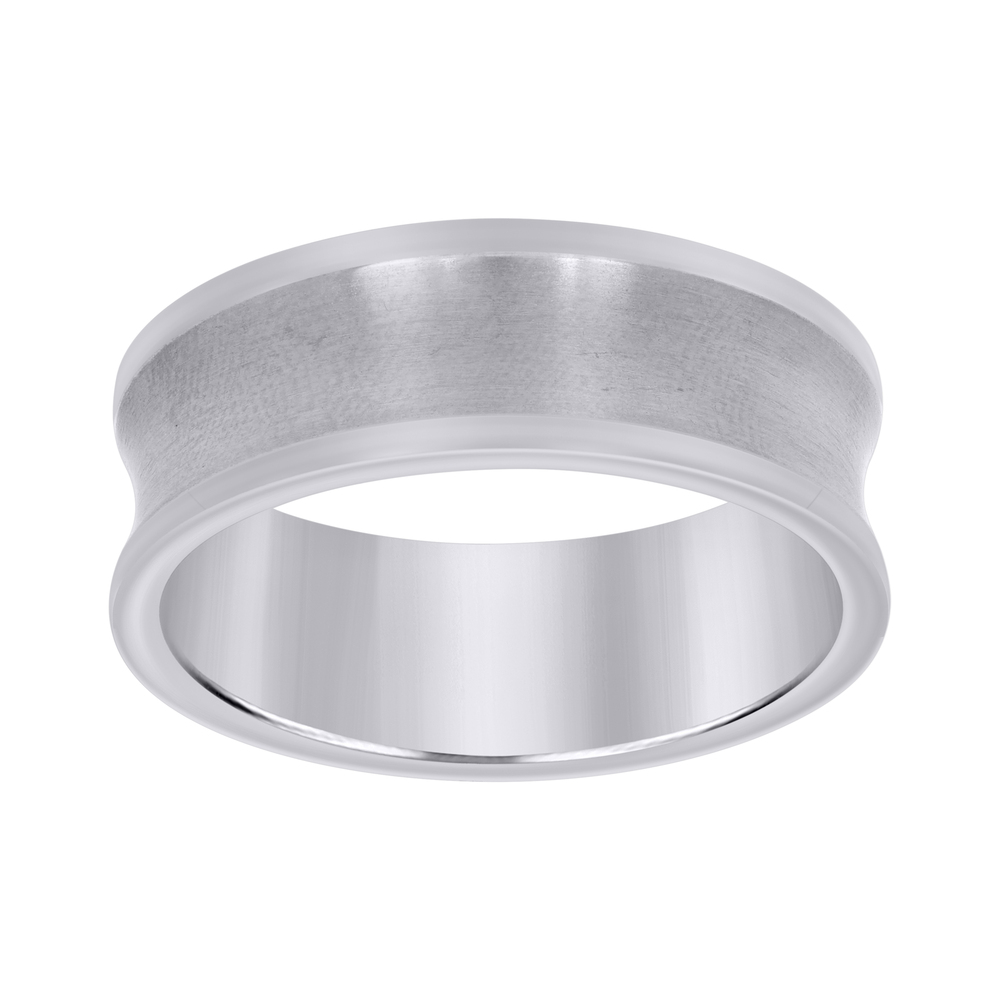 Stainless Steel Mens Concave Brushed Size-9 Comfort-Fit Band Ring